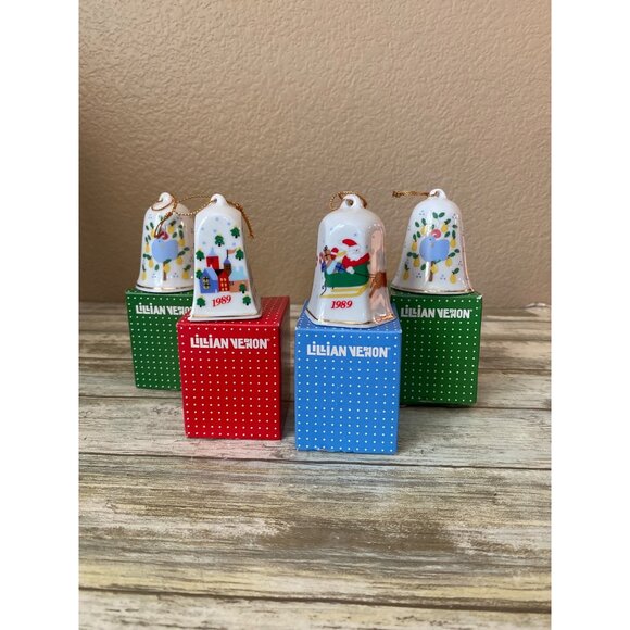 Lillian Vernon Other - Lillian Vernon Porcelain Christmas Bells 1989 – Set of 4 w/ Original Boxes 2.5"